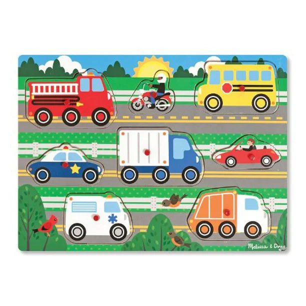 Melissa & Doug Vehicles Wooden Peg Puzzle