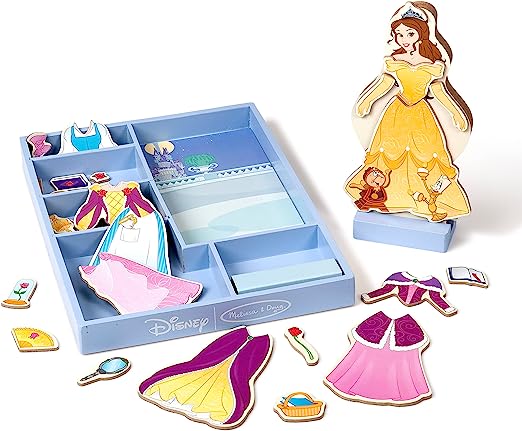Melissa & Doug Disney Belle Magnetic Dress-Up Wooden Doll Pretend Play Set (30+ pcs)