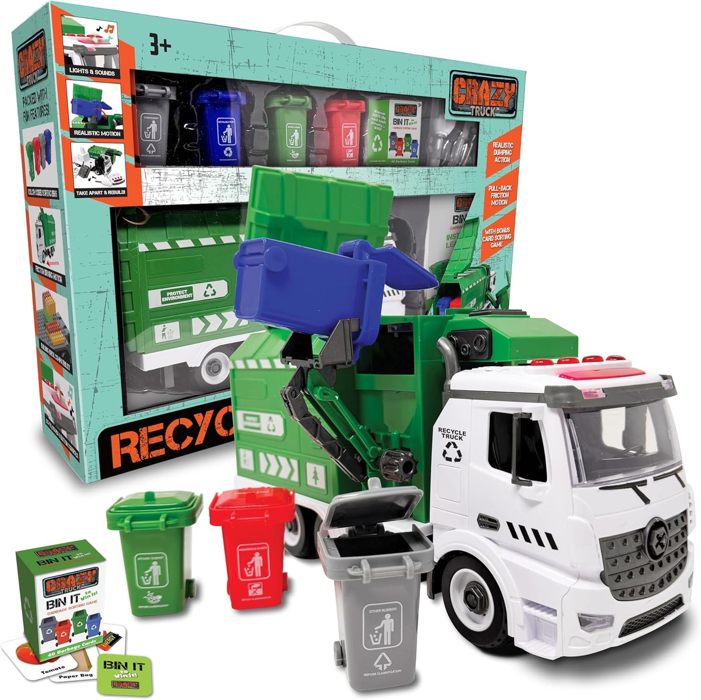 Recycling Garbage Truck Toy with Lights & Sound