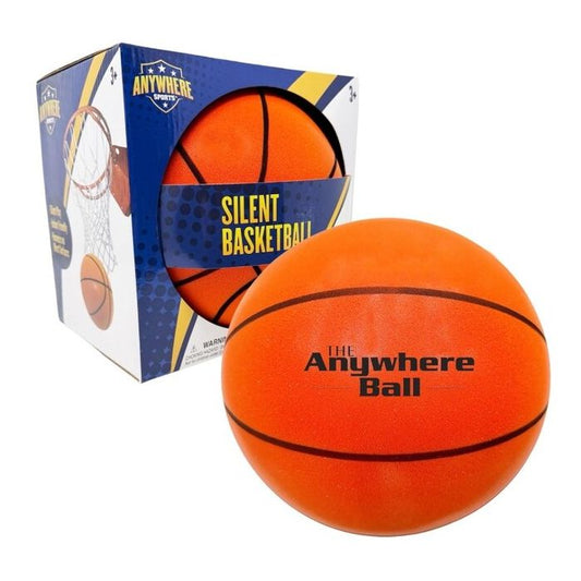 Anywhere Ball, Silent Basketball, Official Size 7, Airless Foam for Indoor Training, Dribbling, and Realistic Bounce, Full Size 9.5-Inch
