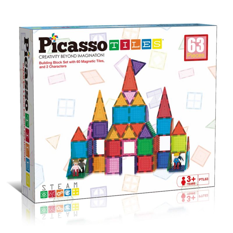 63 Piece Magnetic Building Tiles