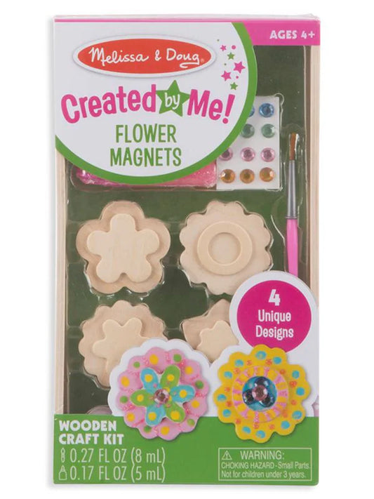Melissa & Doug Created by Me! Flower Wooden Magnets Craft Kit (4 Designs, 4 Paints, Stickers