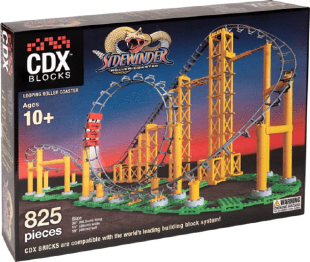 CDX Blocks Brick Construction Sidewinder Roller Coaster Building Set