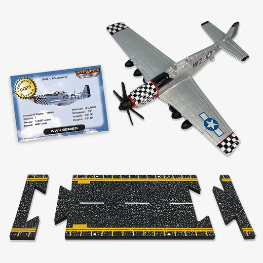 Hot Wings Planes P-51 Mustang with Connectible Runway