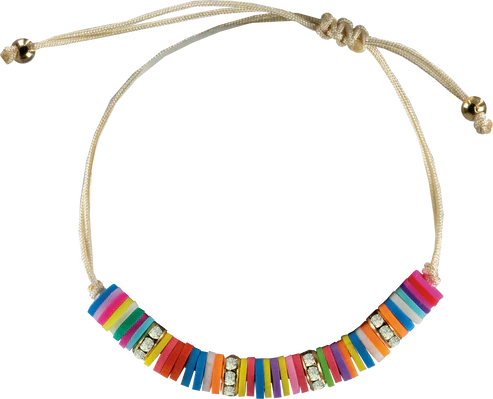 clay disc & rhinestone multi-color corded bracelet (KD 101)