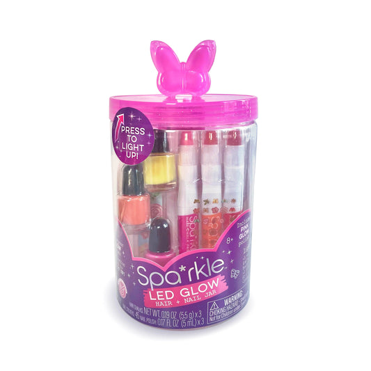 Spa*rkle LED Glow Hair + Nail Jar Pink Butterfly