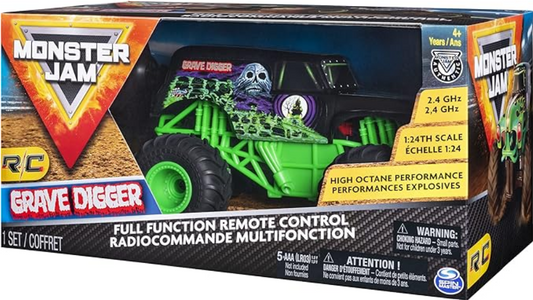 Monster Jam, Official Grave Digger Remote Control Monster Truck, 1:24 Scale, 2.4 GHz,