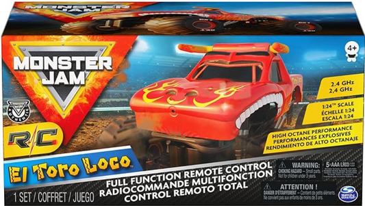 Monster Jam, Official El Toro Loco Remote Control Monster Truck 1:24 Scale, 2.4 GHz