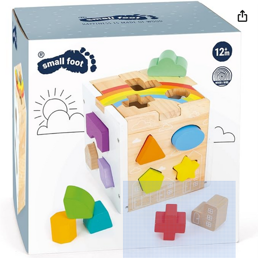 Small Foot Wooden Toys Rainbow Shape Sorter Cube Play Set