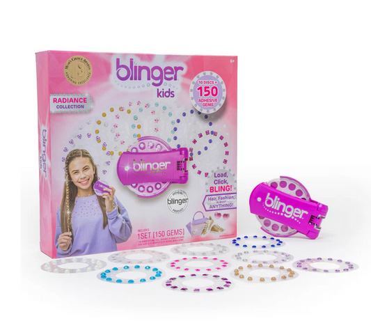 blinger® Radiance Collection Starter Kit with blinger® Gem Stamper (Magenta) + 150 Colorful Hair-Safe Gems