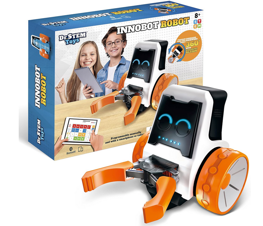 Dr. STEM Toys Innobot Coding Robot Toy | Robotics Science Kit for Kids Ages 8 & Up | Bluetooth Enabled, Easy to Build & Program, Performs Multiple Stunts & Chores | Kids Learn Coding as They Play