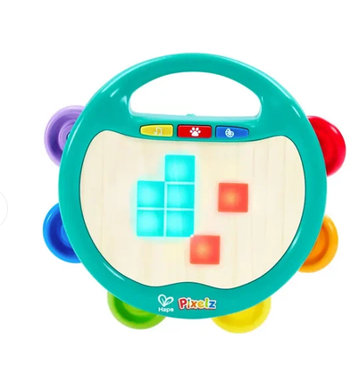 Hape Pixel Beat Tambourine, Electronic Musical Learning Toy with Dynamic LED Lights and Sound Modes