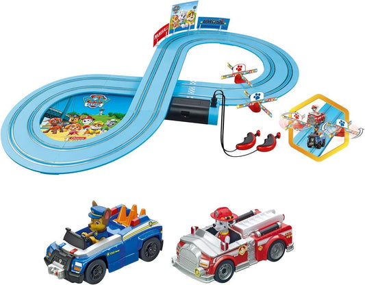 Carrera First Paw Patrol - Slot Car Race Track - Includes 2 Cars: Chase and Marshall - Battery-Powered Beginner Racing Set