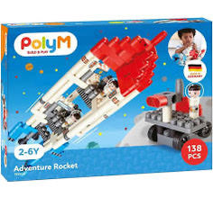 Hape Adventure Rocket Construction Kit | 138 Piece Building Brick Toy Play Set for Kids