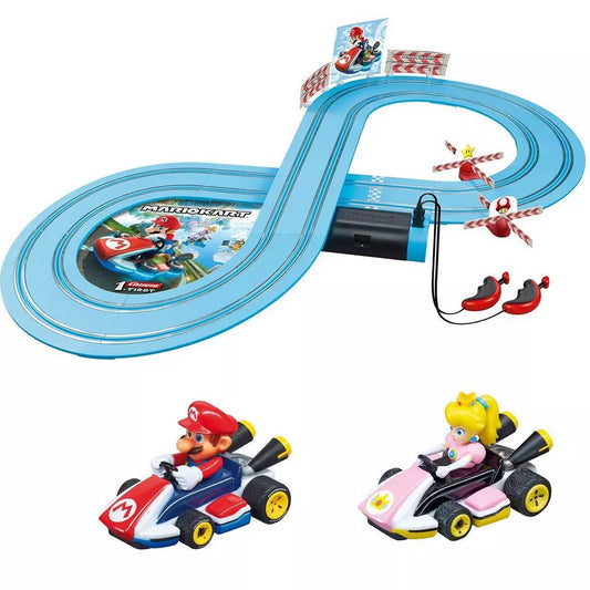 Carrera First Mario Kart - Slot Car Race Track with Spinners - Includes 2 Cars: Mario and Peach