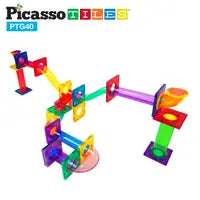Picasso Tiles: 40 Pieces Magnetic Marble Run Set